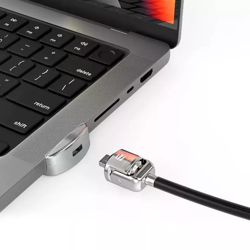 Compulocks Ledge Lock adapteris, skirtas MacBook Pro 14 colių M1 M2 M3, su raktiniu kabelio užraktu, sidabrinis