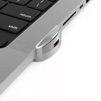 Compulocks Ledge Lock adapteris, skirtas MacBook Pro 14 colių M1 M2 M3, su raktiniu kabelio užraktu, sidabrinis