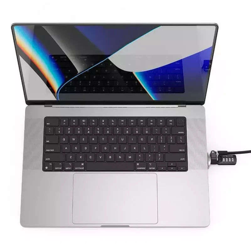 Compulocks Ledge Lock adapteris, skirtas MacBook Pro 16 colių M1 M2 M3, su kombinuotu kabelio užraktu, sidabrinis