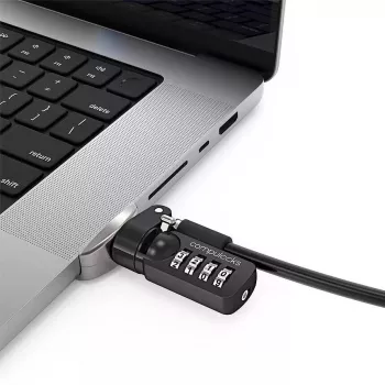 Compulocks Ledge Lock adapteris, skirtas MacBook Pro 16 colių M1 M2 M3, su kombinuotu kabelio užraktu, sidabrinis