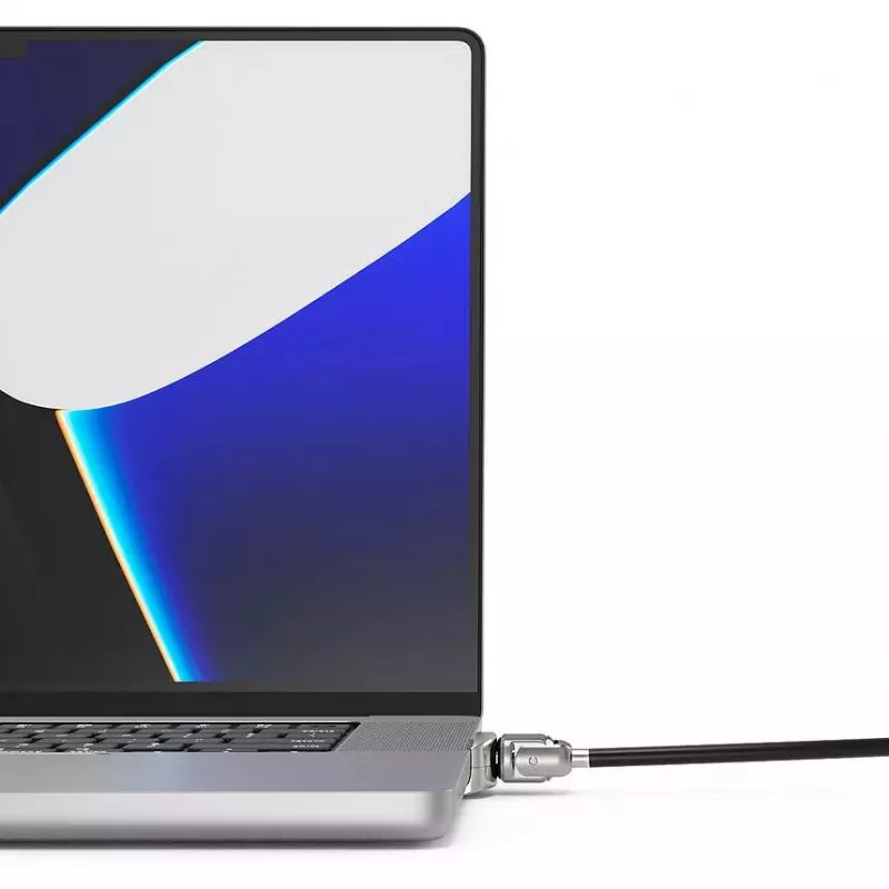 Compulocks Ledge Lock Adapter, skirta MacBook Pro 16 colių M1 M2 M3, su raktiniu kabelio užraktu, sidabrinė