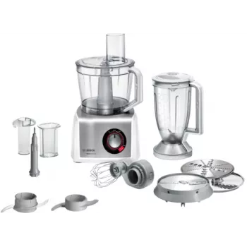 Virtuvės kombainas Bosch MC812S814, 1250 W, 3,9 l dubuo, nerūdijantis plienas / balta, kintamas greitis, sukamoji rankenėlė