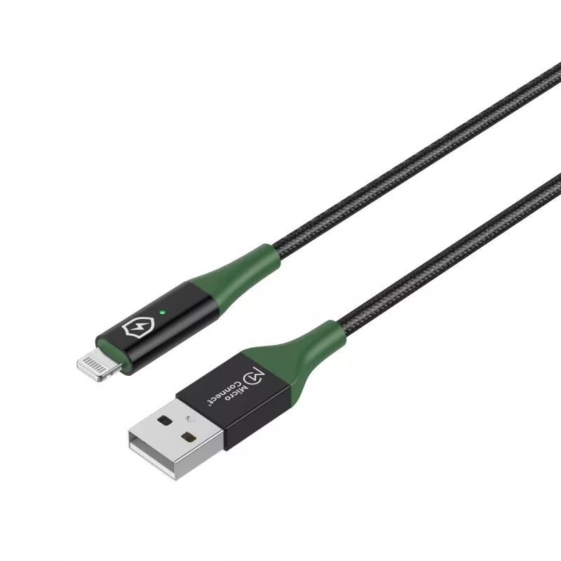 Microconnect MC-SMART USB A-L-2 lightning kabelis 2 m juoda, žalia