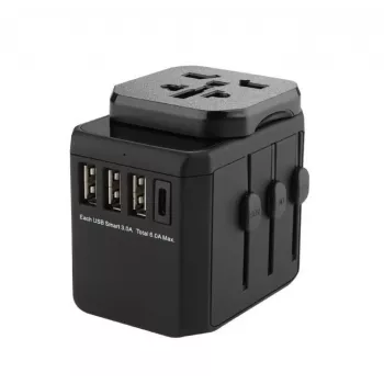 Microconnect MC-TRAVELADAPTER3 elektros maitinimo kištukas, juodas, 182 g, 1 vnt.
