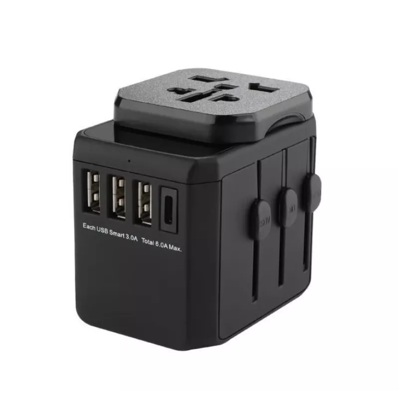 Microconnect MC-TRAVELADAPTER3 elektros maitinimo kištukas, juodas, 182 g, 1 vnt.