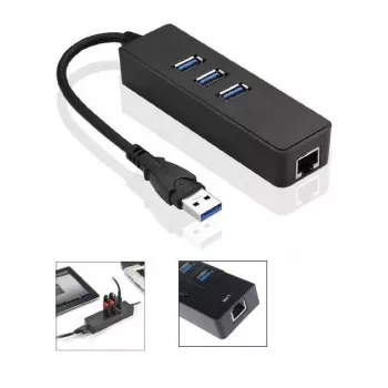 Microconnect MC-USB3.0HUBWETH nešiojamojo kompiuterio dokas / prievado replikatorius USB 3.2 Gen 1 (3.1 Gen 1) Type-A juodas