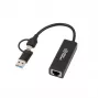 jungčių adapteris Microconnect MC-USBACNET1G USB C į RJ-45 0,2 m juodas