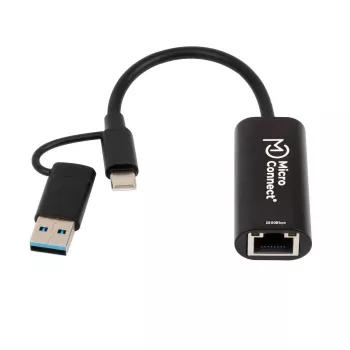 Microconnect MC-USBACNET2.5G magistralės keitiklis USB C RJ-45 0,2 m juoda