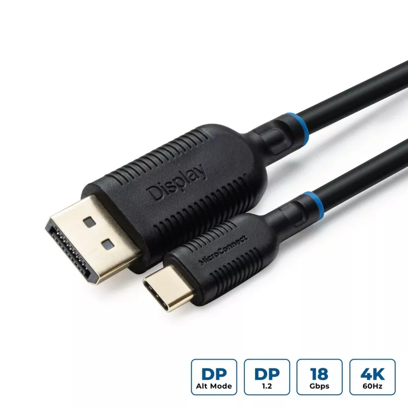 Microconnect MC-USBCDP3 vaizdo kabelio adapteris 3 m USB Type-C DisplayPort juodas