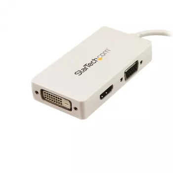 StarTech.com kelioninis garso ir vaizdo adapteris: 3-in-1 Mini DisplayPort į VGA DVI arba HDMI keitiklis - Baltas