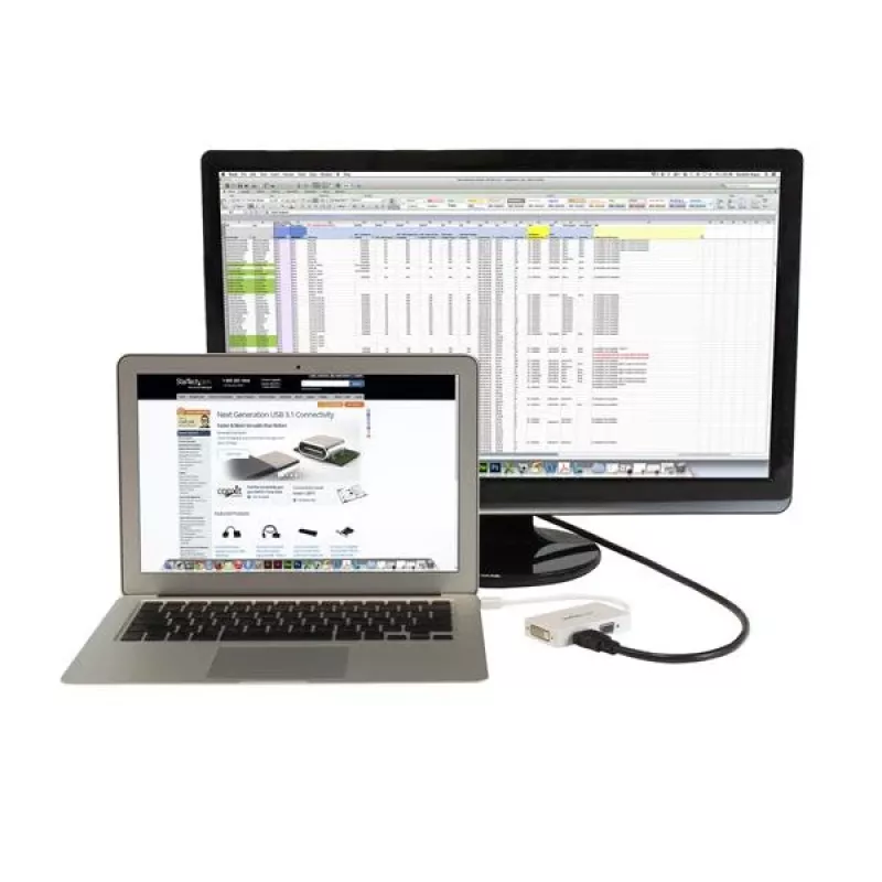 StarTech.com kelioninis garso ir vaizdo adapteris: 3-in-1 Mini DisplayPort į VGA DVI arba HDMI keitiklis - Baltas