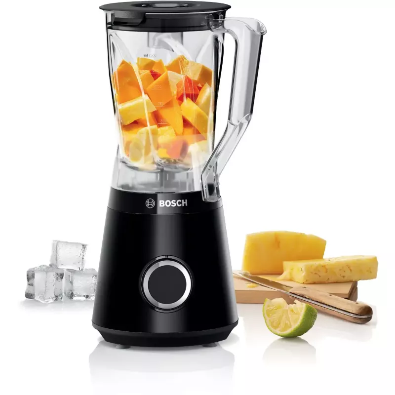 Stacionarus plaktuvas Bosch Serie 4 MMB6141B — 1200 W, 1,5 l Tritan dubuo, 2 greičiai, ledo smulkinimas, juodas