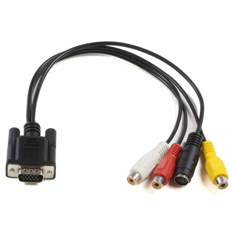 Microconnect MONGGSV vaizdo kabelio adapteris 0,3 m VGA (D-Sub) RCA + S-Video juodas