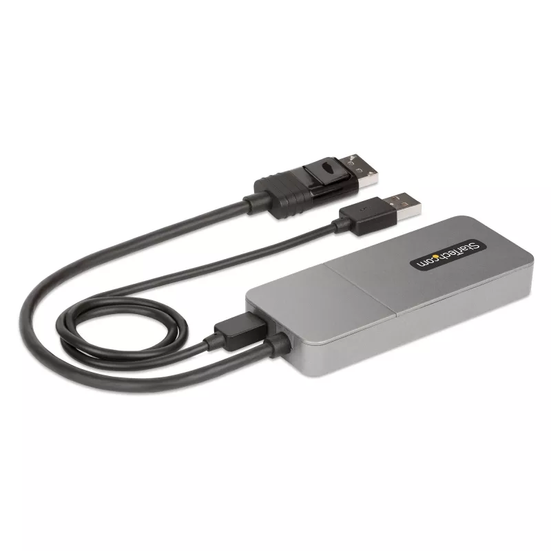 “StarTech.com” 3 prievadų MST šakotuvas – DisplayPort į 3 HDMI, trigubi 4K 60Hz monitoriai, DP 1.4 kelių monitorių vaizdo adapteris, 1 pėdos (30 cm) integruotas laidas, maitinamas per USB, tik “Windows”