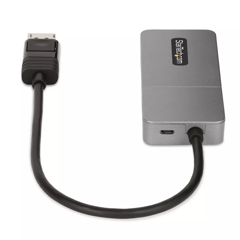“StarTech.com” 3 prievadų MST šakotuvas – DisplayPort į 3 HDMI, trigubi 4K 60Hz monitoriai, DP 1.4 kelių monitorių vaizdo adapteris, 1 pėdos (30 cm) integruotas laidas, maitinamas per USB, tik “Windows”