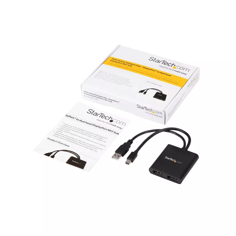 StarTech.com 2 prievadų kelių monitorių adapteris – Mini DisplayPort į 2x DisplayPort MST šakotuvas – dviguba 4K 30Hz – vaizdo skirstytuvas išplėstiniam darbalaukio režimui tik Windows kompiuteriuose – mDP 1.2 į 2x DP