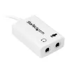 StarTech.com baltas ausinių adapteris, skirtas ausinėms su atskirais ausinių / mikrofono kištukais – 3,5 mm 4 kontaktų į 2x 3 kontaktų 3,5 mm M/F