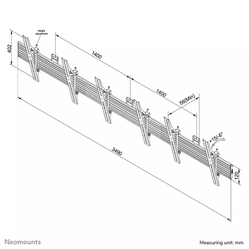 Neomounts NMPRO-WMB3 Meniu lentos sieninis laikiklis 32-55 col. – pakreipiamas