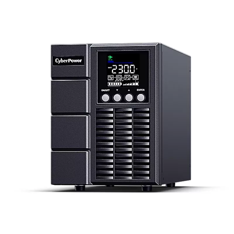 Nepertraukiamo maitinimo šaltinis CYBERPOWER OLS1000EA, internetinė dviguba konversija, 1 kVA/900 W, 3× IEC C13 lizdai, gryna sinusinė banga, LCD, bokštinis