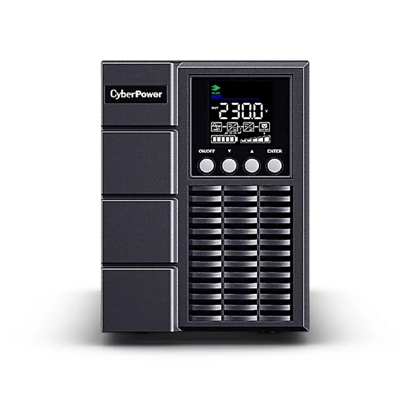 Nepertraukiamo maitinimo šaltinis CYBERPOWER OLS1000EA, internetinė dviguba konversija, 1 kVA/900 W, 3× IEC C13 lizdai, gryna sinusinė banga, LCD, bokštinis