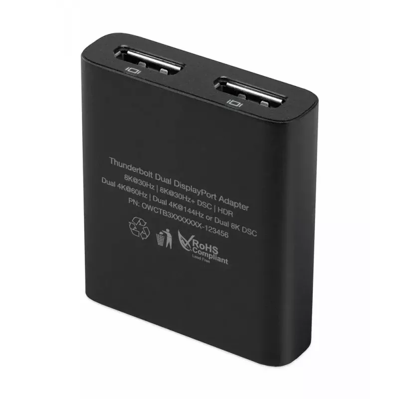 OWC Thunderbolt dviejų DisplayPort adapteris USB grafikos adapteris 7680 x 4320 pikselių juodas