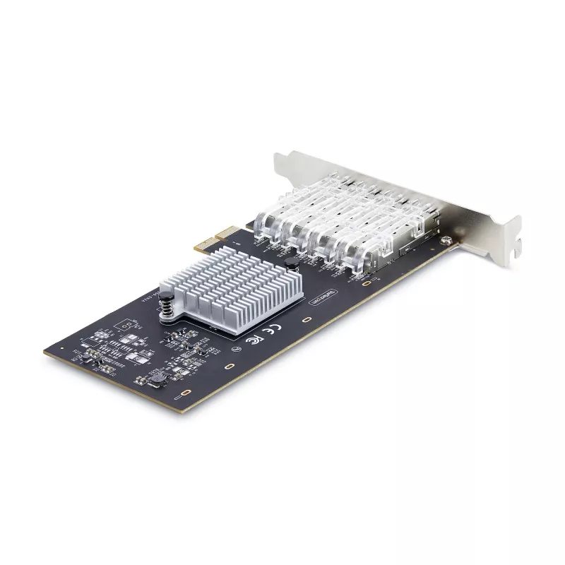 StarTech.com 4 prievadų GbE SFP tinklo plokštė, PCIe 2.0 x2 (suderinama su x4, x8, x16), Intel I350-AM4 4x 1GbE valdiklis, 1000BASE vario / šviesolaidžio, staliniam / serverio keturių prievadų Gigabit Ethernet NIC – Windows ir Linux