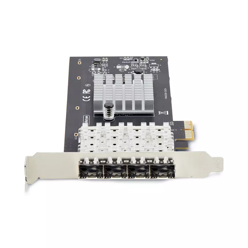 StarTech.com 4 prievadų GbE SFP tinklo plokštė, PCIe 2.0 x2 (suderinama su x4, x8, x16), Intel I350-AM4 4x 1GbE valdiklis, 1000BASE vario / šviesolaidžio, staliniam / serverio keturių prievadų Gigabit Ethernet NIC – Windows ir Linux