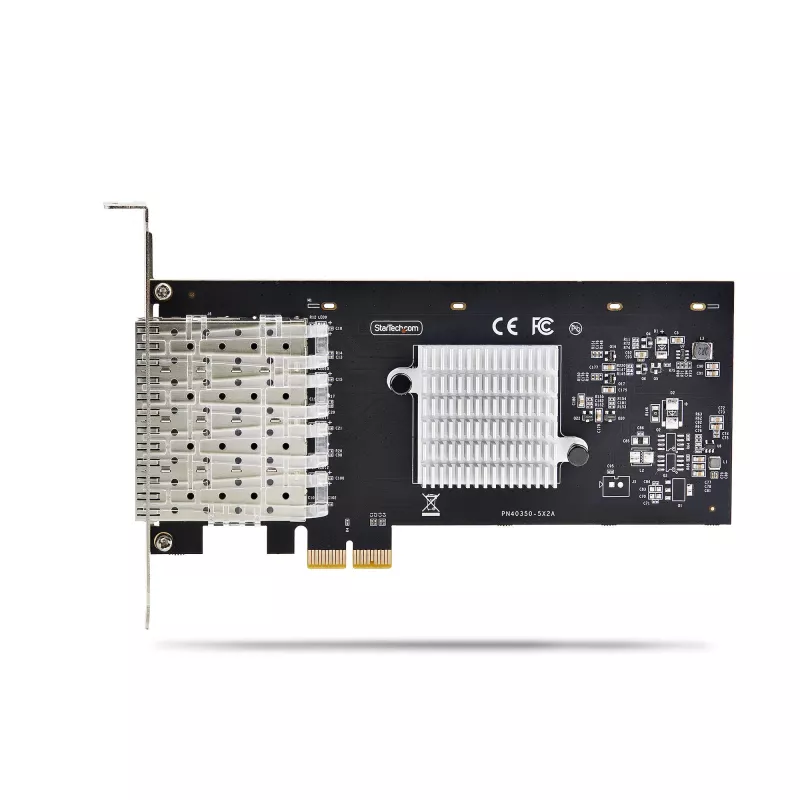 StarTech.com 4 prievadų GbE SFP tinklo plokštė, PCIe 2.0 x2 (suderinama su x4, x8, x16), Intel I350-AM4 4x 1GbE valdiklis, 1000BASE vario / šviesolaidžio, staliniam / serverio keturių prievadų Gigabit Ethernet NIC – Windows ir Linux