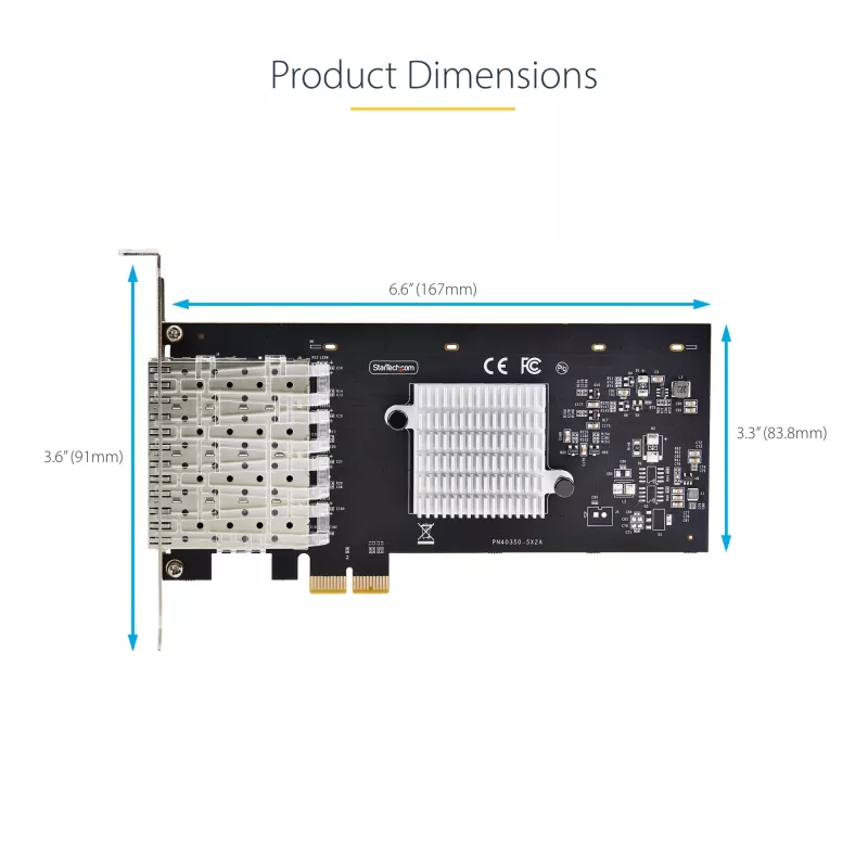 StarTech.com 4 prievadų GbE SFP tinklo plokštė, PCIe 2.0 x2 (suderinama su x4, x8, x16), Intel I350-AM4 4x 1GbE valdiklis, 1000BASE vario / šviesolaidžio, staliniam / serverio keturių prievadų Gigabit Ethernet NIC – Windows ir Linux