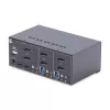 StarTech.com 2 prievadų dviejų monitorių DisplayPort KVM jungiklis, 4K 60Hz, 2x USB 5 Gbps šakotuvo prievadai, 2x USB 2.0 HID prievadai, perjungimas sparčiaisiais klavišais ir mygtuku, atitinka TAA – ESD 3 lygio apsauga