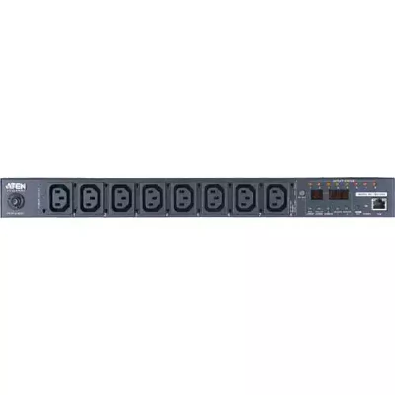 ATEN 1U 10A 8 lizdų perjungiamas + matuojamas PDU + nemokama Eco PDU tvarkytuvės programinė įranga