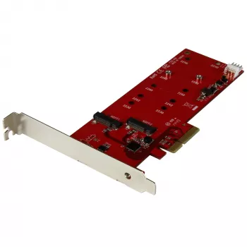 StarTech.com 2x M.2 SATA SSD valdiklio kortelė - PCIe, PCIe, M.2, Pilno aukščio / Žemo profilio, PCI 2.0, Raudona, CE, FCC, TAA