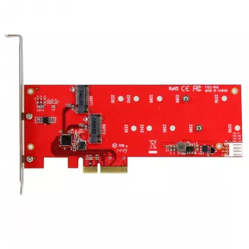StarTech.com 2x M.2 SATA SSD valdiklio kortelė - PCIe, PCIe, M.2, Pilno aukščio / Žemo profilio, PCI 2.0, Raudona, CE, FCC, TAA