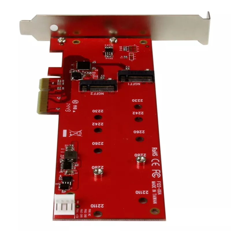 StarTech.com 2x M.2 SATA SSD valdiklio kortelė - PCIe, PCIe, M.2, Pilno aukščio / Žemo profilio, PCI 2.0, Raudona, CE, FCC, TAA