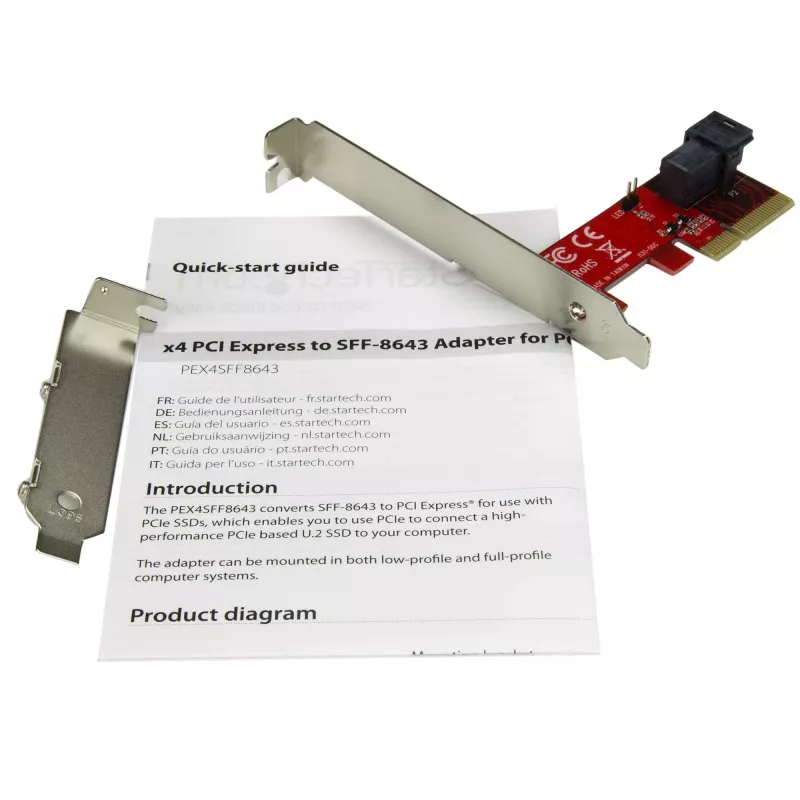 StarTech.com x4 PCI Express į SFF-8643 adapteris, skirtas PCIe NVMe U.2 SSD
