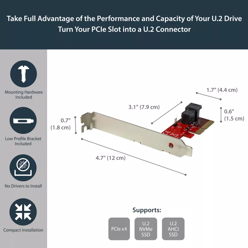 StarTech.com x4 PCI Express į SFF-8643 adapteris, skirtas PCIe NVMe U.2 SSD