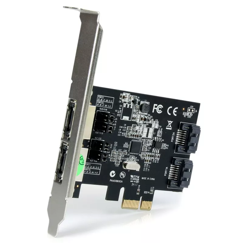 „StarTech.com“ 2 prievadų PCI Express SATA 6 Gbps eSATA valdiklio kortelė – dviejų prievadų PCIe SATA III kortelė – 2 vidiniai / 2 išoriniai