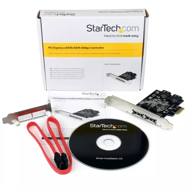 „StarTech.com“ 2 prievadų PCI Express SATA 6 Gbps eSATA valdiklio kortelė – dviejų prievadų PCIe SATA III kortelė – 2 vidiniai / 2 išoriniai