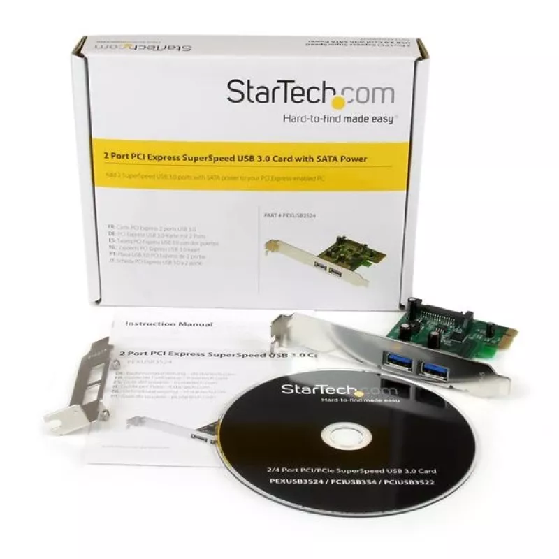 StarTech.com 2 prievadų PCI Express (PCIe) SuperSpeed USB 3.0 kortelės adapteris su UASP – SATA maitinimu