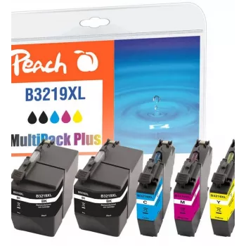 Peach Combi Pack Plus, suderinama su Brother LC-3219XL, Didelės (XL) išeigos, juoda, žydra, purpurinė, geltona, 62 ml, 15 ml, 5 vnt., Kombinuota pakuotė