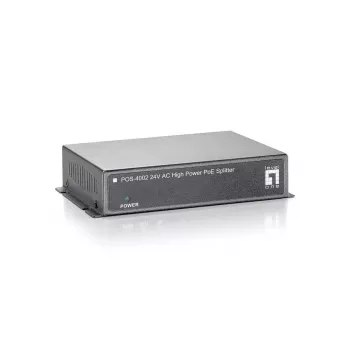 LevelOne Fast Ethernet didelės galios PoE skirstytuvas, 24 V kintamos srovės išvestis