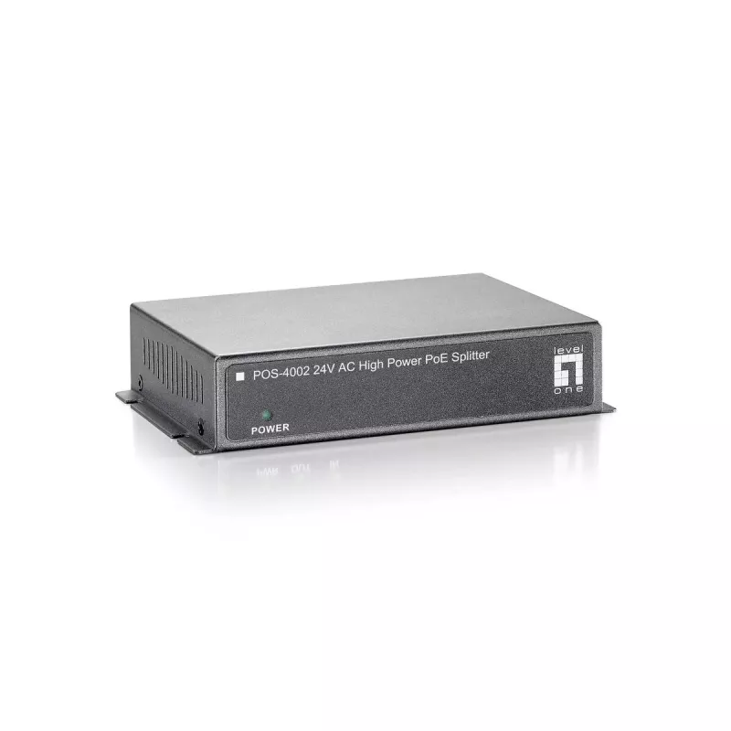 LevelOne Fast Ethernet didelės galios PoE skirstytuvas, 24 V kintamos srovės išvestis