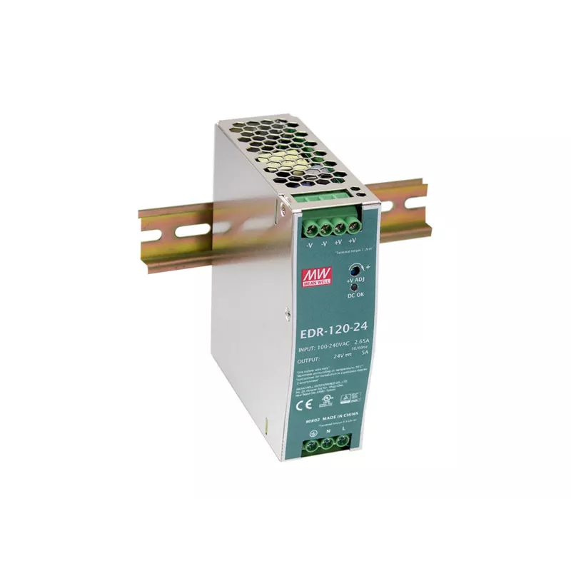 LevelOne 48V DC pramoninis maitinimo šaltinis, 120W, DIN bėgelis, paruoštas PoE
