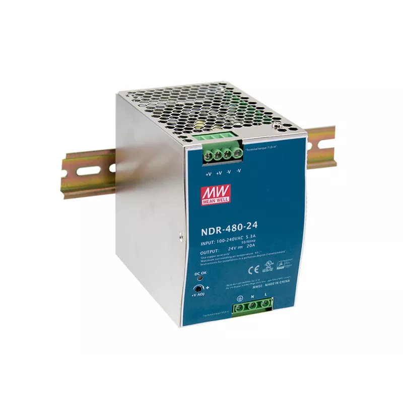 LevelOne 48V DC pramoninis maitinimo šaltinis, 480 W, DIN bėgelis, paruoštas PoE