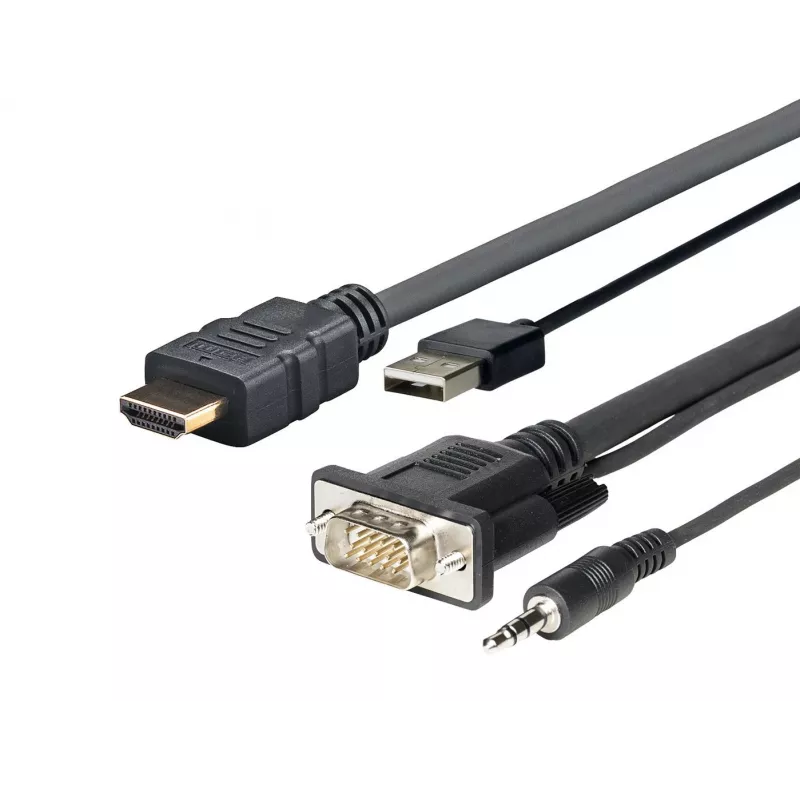 Vivolink PROHDMIMVGA1 vaizdo kabelio adapteris 1 m HDMI+VGA+USB+3.5mm HDMI+VGA (D-Sub) +USB+3.5mm Juoda
