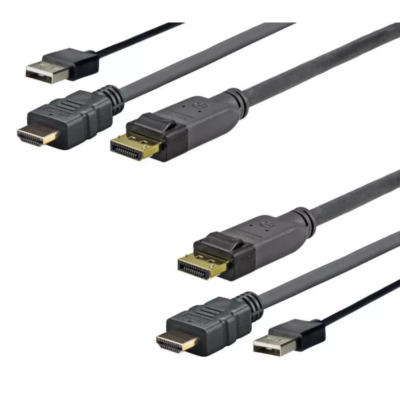 Vivolink PROHDMIUSBDP5 vaizdo kabelio adapteris 5 m DisplayPort HDMI + USB Juoda