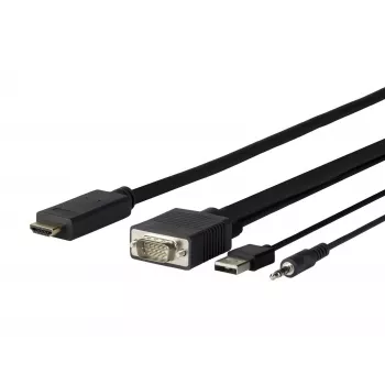 Vivolink PROVGAHDMI5 vaizdo kabelio adapteris 5 m HDMI VGA (D-Sub) + 3,5 mm + USB Type-A juodas