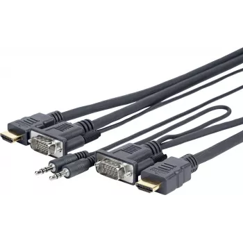 Vivolink PROVGAHDMIFLY7 vaizdo kabelio adapteris 5 m VGA (D-Sub) + 3.5mm HDMI Type A (Standard) Juoda