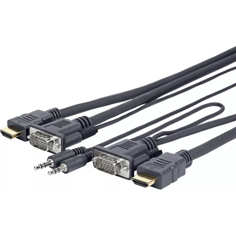 Vivolink PROVGAHDMIFLY7 vaizdo kabelio adapteris 5 m VGA (D-Sub) + 3.5mm HDMI Type A (Standard) Juoda