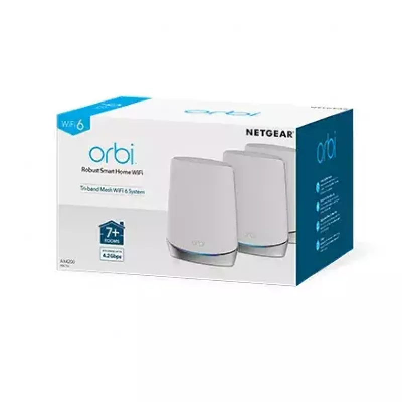 NETGEAR Orbi RBK753 AX4200 WiFi 6 tinklinė sistema Tri-band (2.4 GHz / 5 GHz / 5 GHz) Wi-Fi 6 (802.11ax) Balta 7 vidinės
